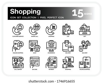 Juego De Iconos Comerciales Y De Comercio Electrónico. Iconos de la línea delgada del vector perfectamente diseñado de la interfaz de usuario Pixel Perfecto. Las ilustraciones son un vector.