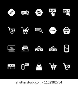 Shopping and e-commerce icons set vector white