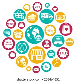 Shopping and e-commerce icons. Vector