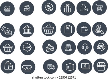Diseño vectorial de iconos de compras y comercio electrónico