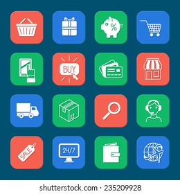 Shopping e-commerce online payment and delivery services icons set isolated vector illustration