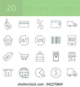 Shopping and E-commerce outline icons