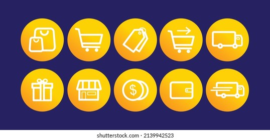 Shopping e-E-Commerce-Set Symbol