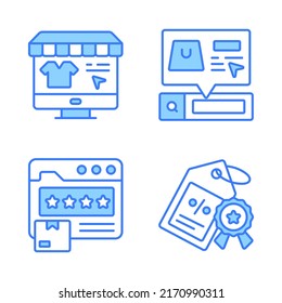 Compras y comercio electrónico, ilustración simple vectorial.