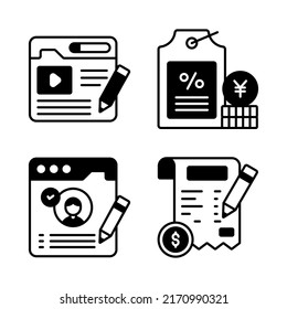 Compras y comercio electrónico, ilustración simple vectorial.