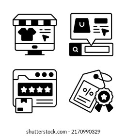 Compras y comercio electrónico, ilustración simple vectorial.