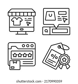 Compras y comercio electrónico, ilustración simple vectorial.