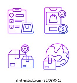 Compras y comercio electrónico, ilustración simple vectorial.