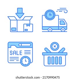 Compras y comercio electrónico, ilustración simple vectorial.