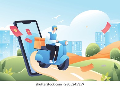 Shopping E-commerce Takeaway Vector Illustration