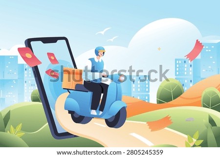 Shopping E-commerce Takeaway Vector Illustration