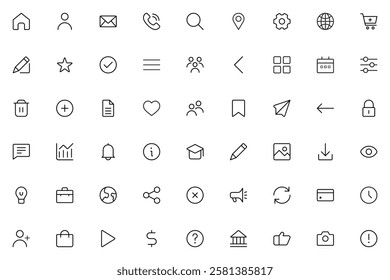 Shopping and Ecommerce Thin Line Icons for Business, Marketing, Social Media, UX and UI, Communication, and Management. Essential Icons and Trending Styles for Mobile Apps, Websites, and Software.