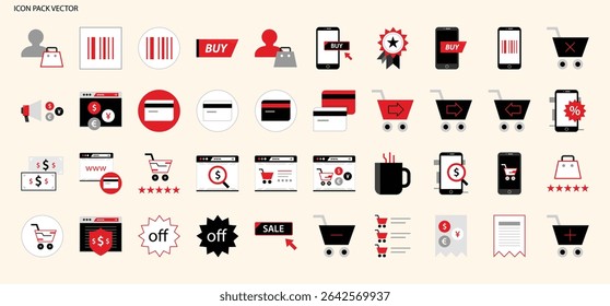 
Shopping and E-commerce Vector Icons for Online Retail and Sales
