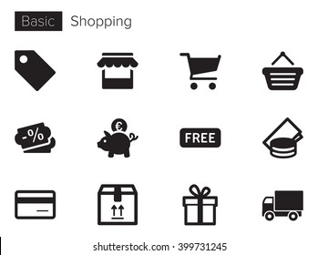 Shopping and E-commerce vector icons set