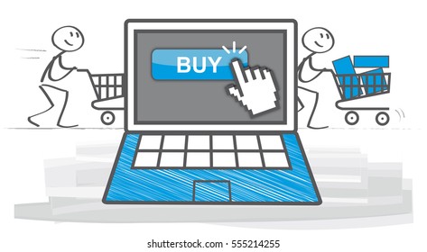 Ilustración de vectores de compras y comercio electrónico