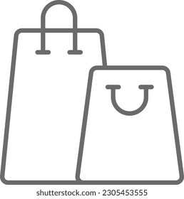 Shopping E-Commers icon with black outline style. store, cart, market, buy, bag, purchase, add. Vector illustration