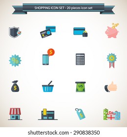 Shopping - Editable vector icons for video, mobile apps, Web sites and print projects. EPS10 vector.