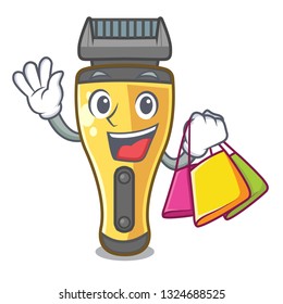 Shopping electric shaver above in cartoon table