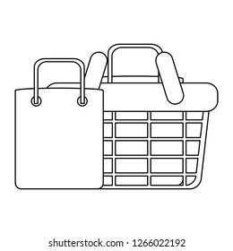 Shopping elements concept in black and white