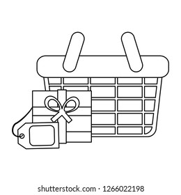 Shopping elements concept in black and white