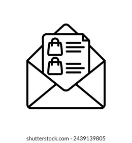 Icono de correos electrónicos de compras en vector. Logotipo
