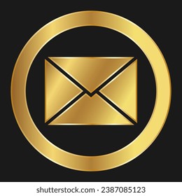 Shopping envelope or letter or  message gold isolated icon for apps and websites