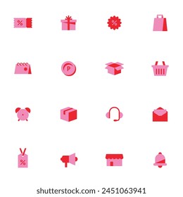 shopping event gift present collection icon set illustration