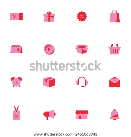 shopping event gift present collection icon set illustration