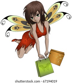 Shopping Fairy With Bags - Anime Style