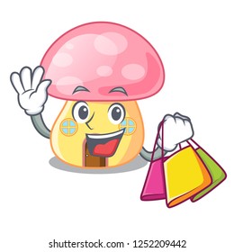 Shopping fairy House mushroom on a cartoon