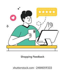 Shopping Feedback abstract concept vector in a flat style stock illustration