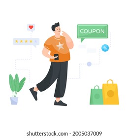 Ilustración plana de retroalimentación de compras en vector descargable
