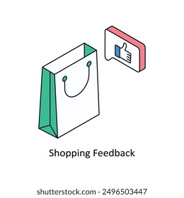 Comentarios de compras e ícono de estilo isométrico de compras confiable. Símbolo sobre fondo blanco EPS 10 Archivo 