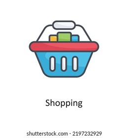 Shopping Filled Outline Vector Icon Design Illustration auf weißem Hintergrund. EPS10-Datei