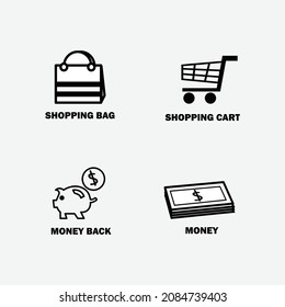 Shopping and finance icon simple design, business or money