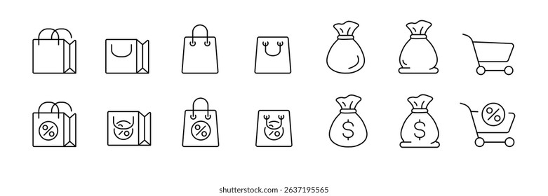 Shopping and finance icons collection for e-commerce and retail design