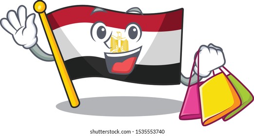 Shopping flag egyptian flown on cartoon pole