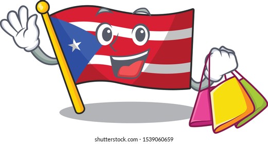 Shopping flag puerto rico with the character
