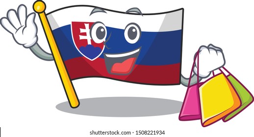 Shopping flag slovakia with the shape character