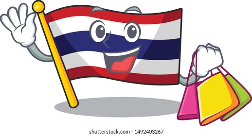 Shopping flag thailand isolated with the character