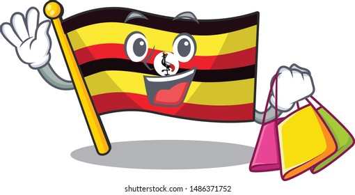 Shopping flag uganda in the mascot shape