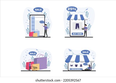 Shopping Flat Bundle Design Illustration