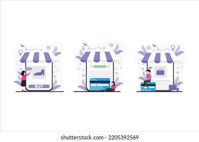Shopping Flat Bundle Design Illustration