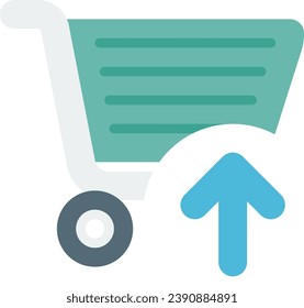 icono de diseño plano de compras flecha de círculo hacia arriba