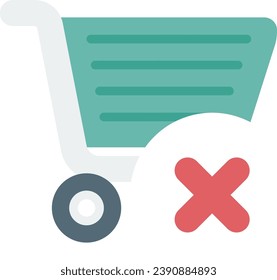 shopping flat design icon cart circle xmark
