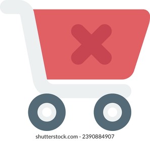 shopping flat design icon cart xmark