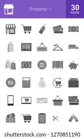 Shopping Flat Greyscale Icons