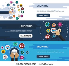 Shopping flat icon concept. Vector illustration. Element template for design.