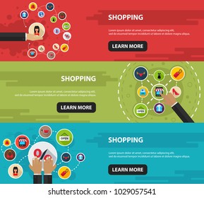 Shopping flat icon concept. Vector illustration. Element template for design.
