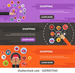 Shopping flat icon concept. Vector illustration. Element template for design.